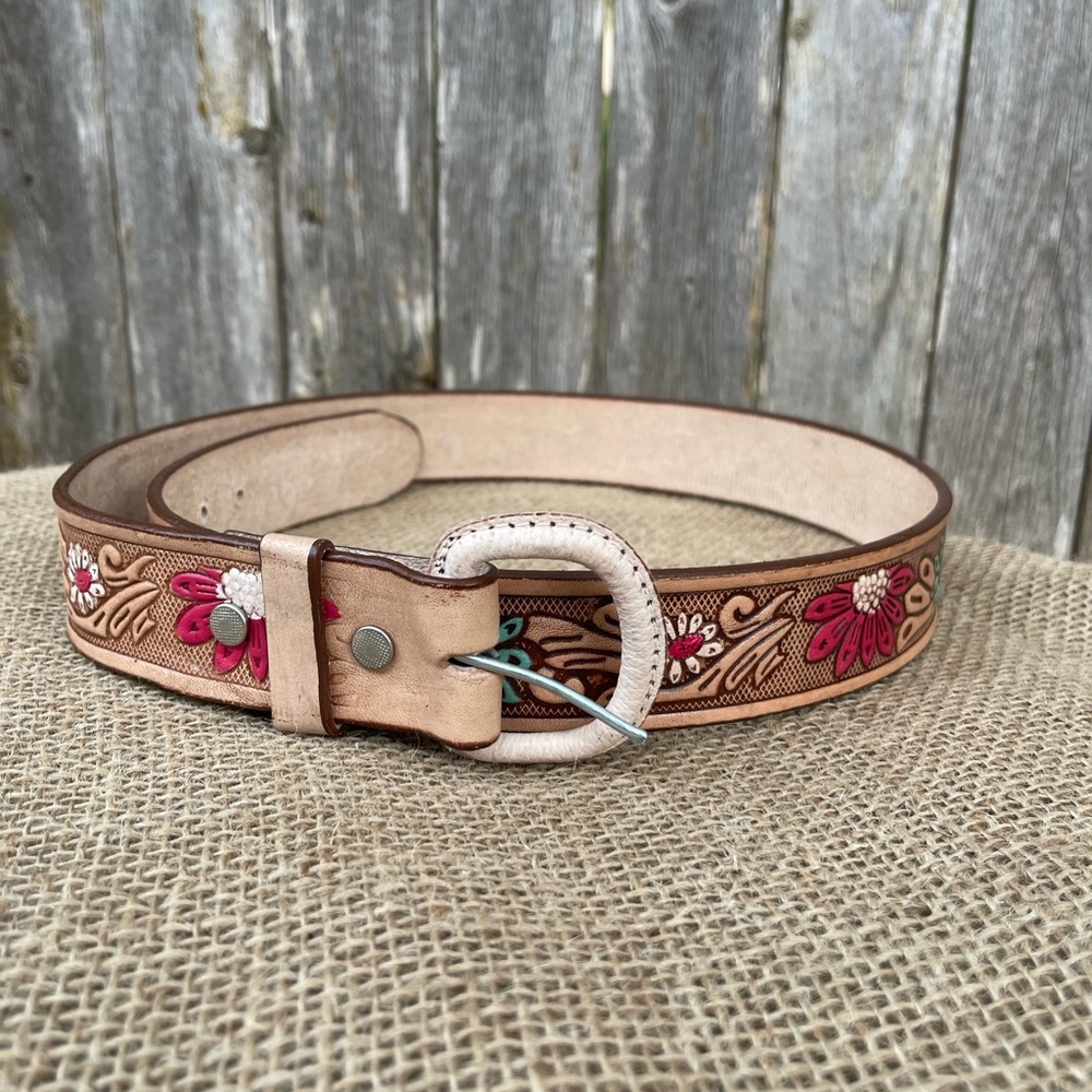 Leather belt die cut leather